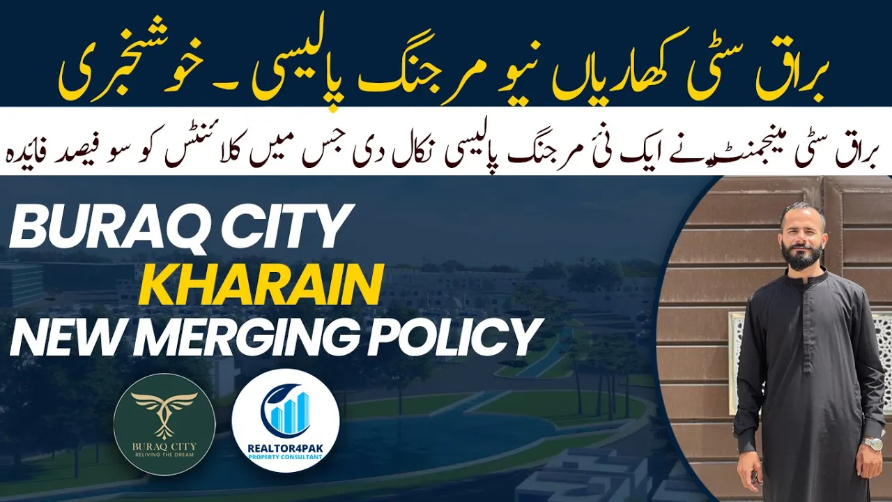 An aerial view of Buraq City Kharian showcasing ongoing construction, developed roads, and modern infrastructure enhancements.